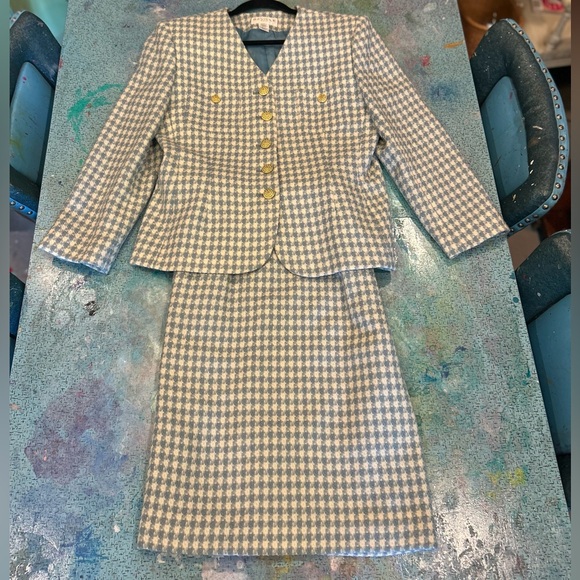 90s Blue Houndstooth Suit - Picture 2 of 16